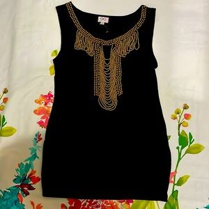 ENCORE Black bejewelled sleeveless top